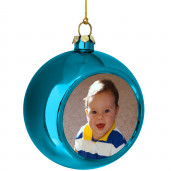Елочный шарик с фото голубой